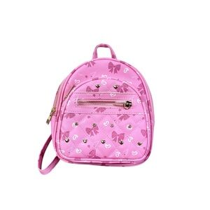 Pink Mini  Backpack with Heart and Bow Design